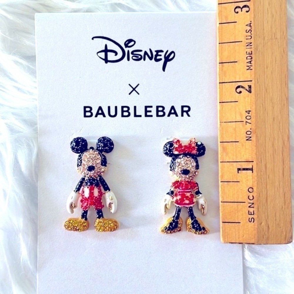 Brand New Disney X BaubleBar Mickey & Minnie Mouse Sparkly Mismatch Earrings - Picture 7 of 13